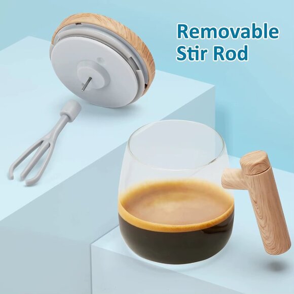 Electric Self Stirring Mug with Heating Base and Lid High Speed Glass Mixing Cup - Picture 10 of 12